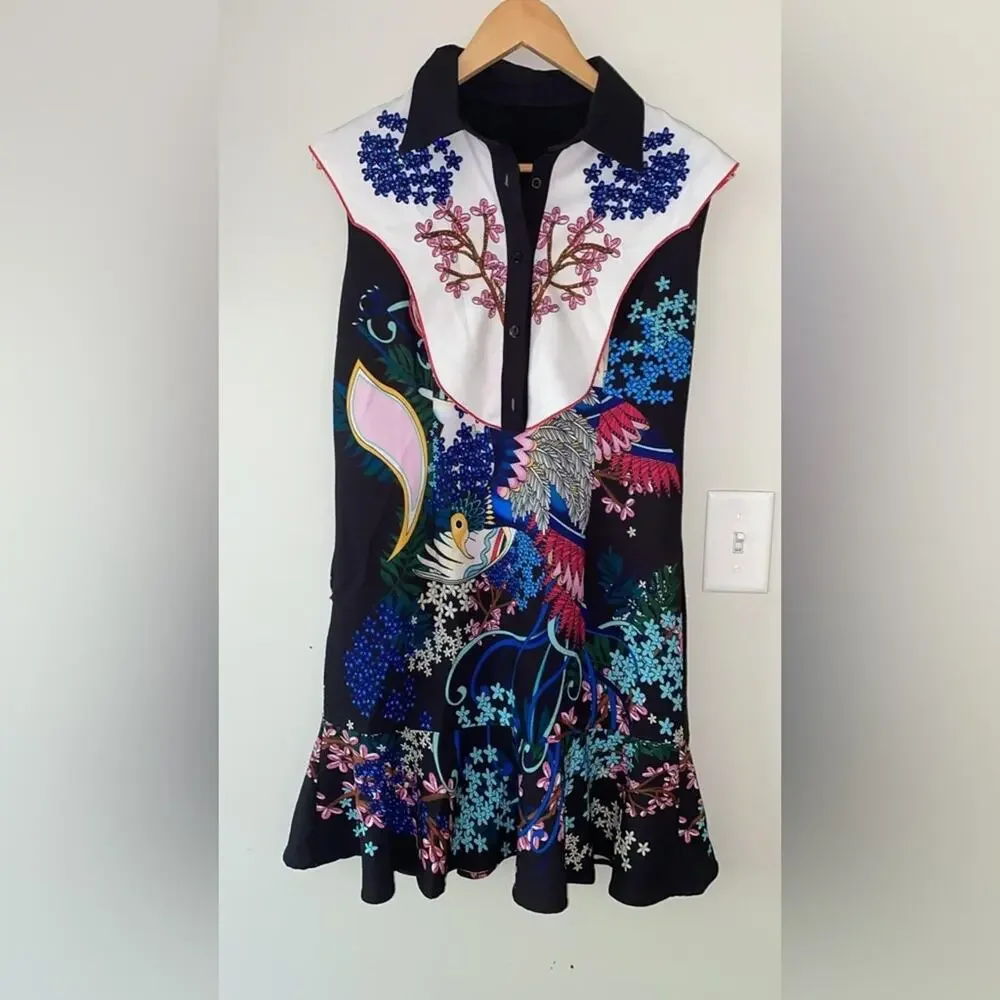 Burryco Floral Folklore Blouse Dress V Neck - Picture 6 of 16